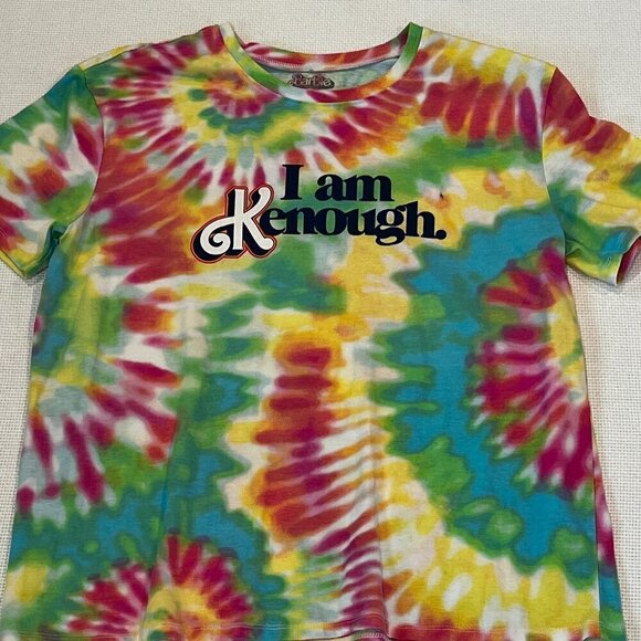 Ladies Barbie Tie Dye "I Am Kenough" Retro Graphic T Shirt Size Large - Picture 1 of 7